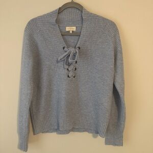 Lucky Brand Light Blue V-Neck Sweater tie front collar size small